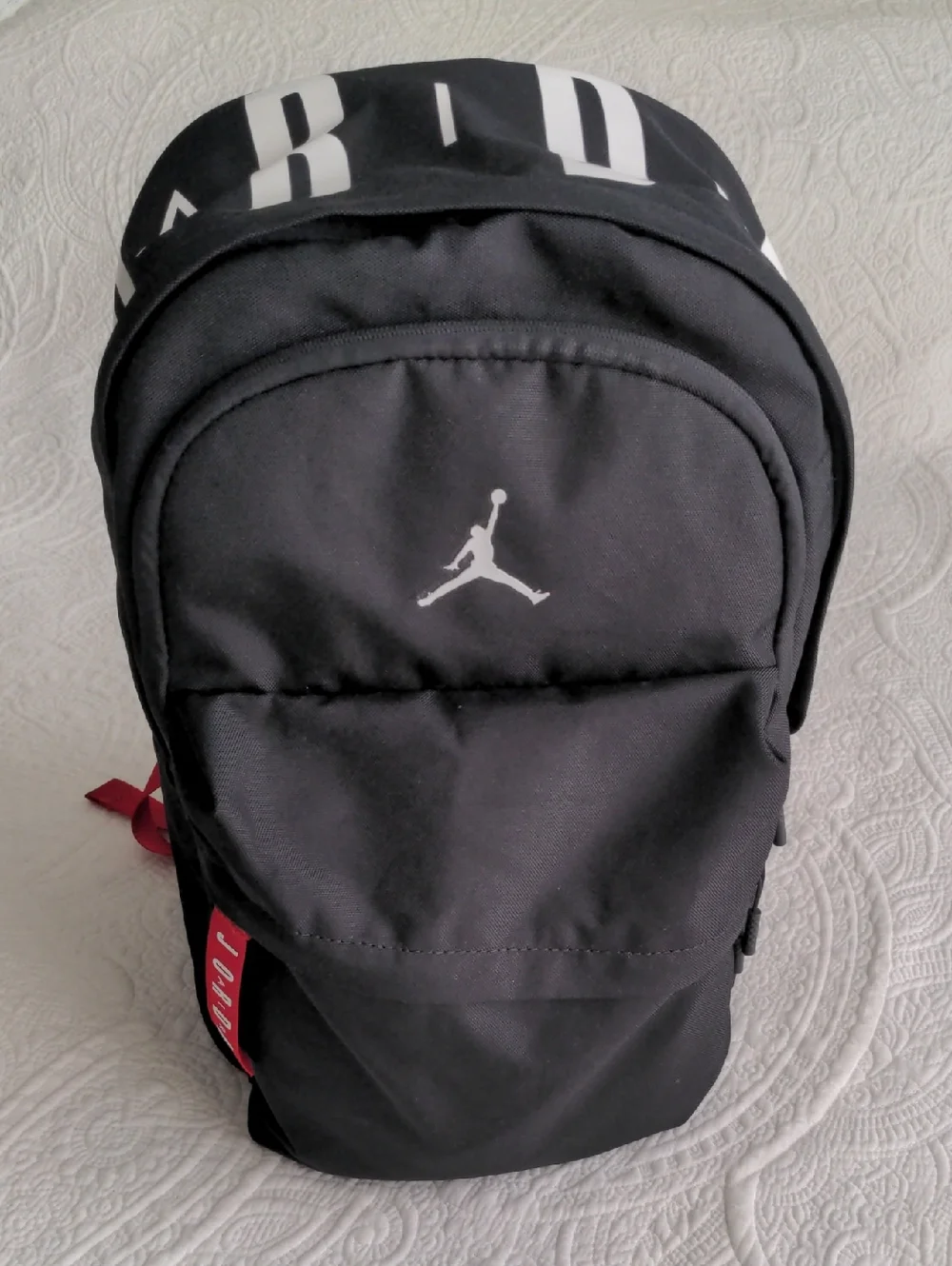 Jordan Patrol Black Backpack with White and Red Accents
